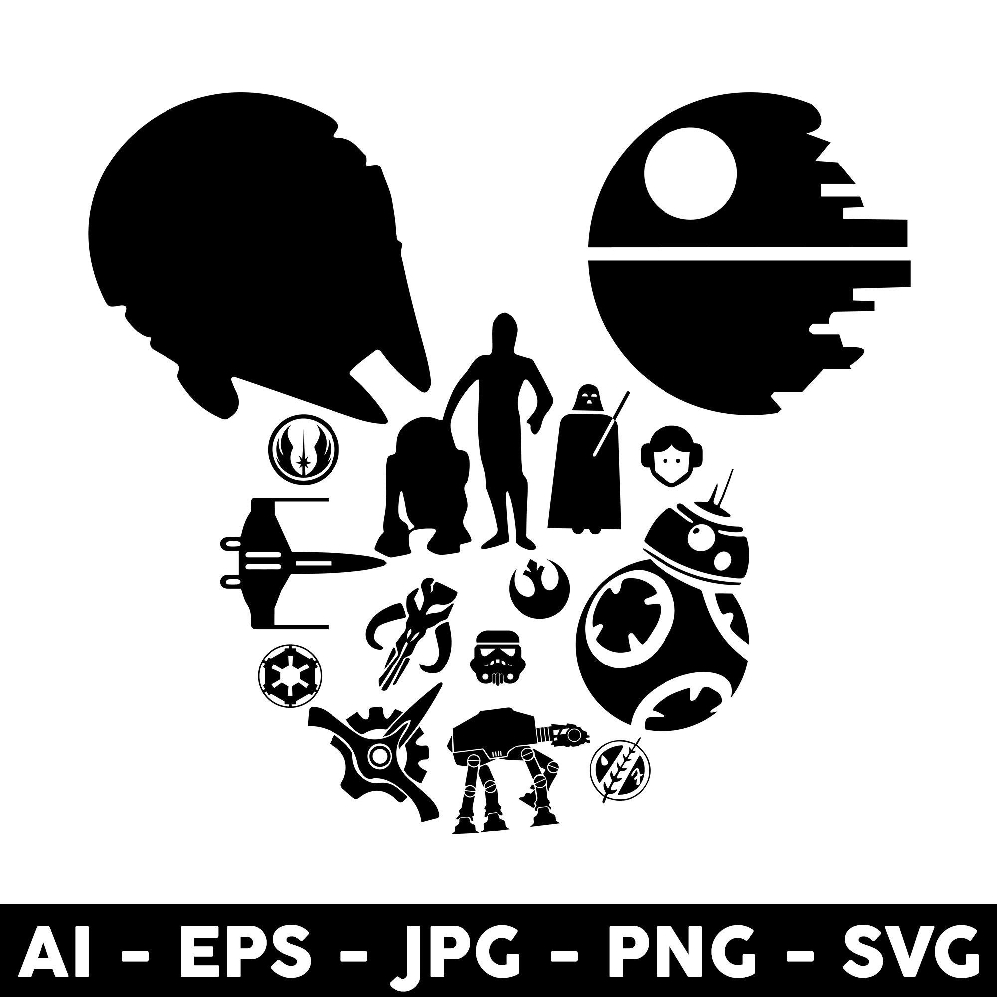 Star wars character svg star wars svg baby yoda svg disne