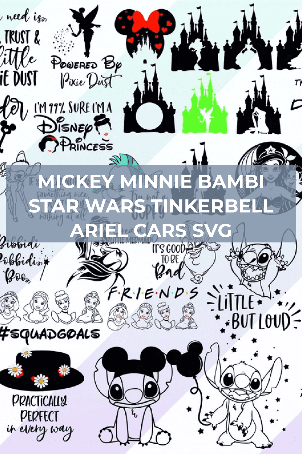 Svg bundle for cricut or silhouette stitch mickey minnie bambi star wars â