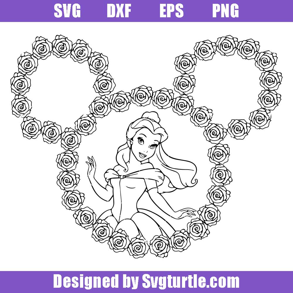 Belle mouse ears svg belle princess svg mouse ears rose