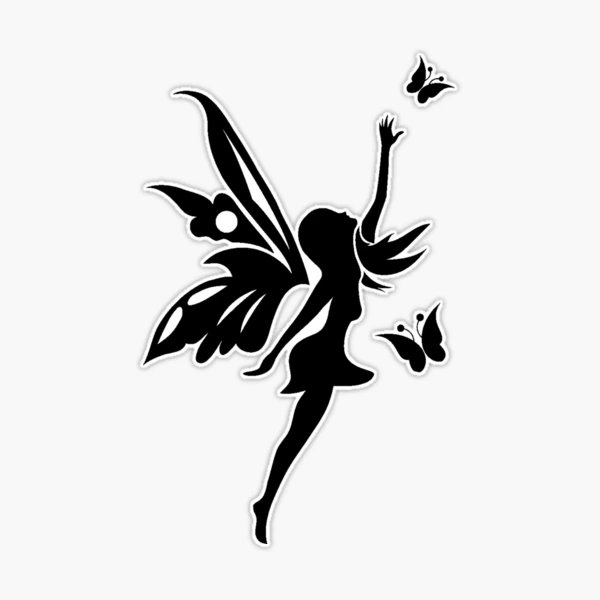 Tinker bell silhouette fairy sticker by mikrokrosmos