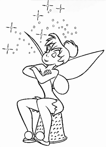 Tinkerbell sitting proudly coloring page free printable coloring pages