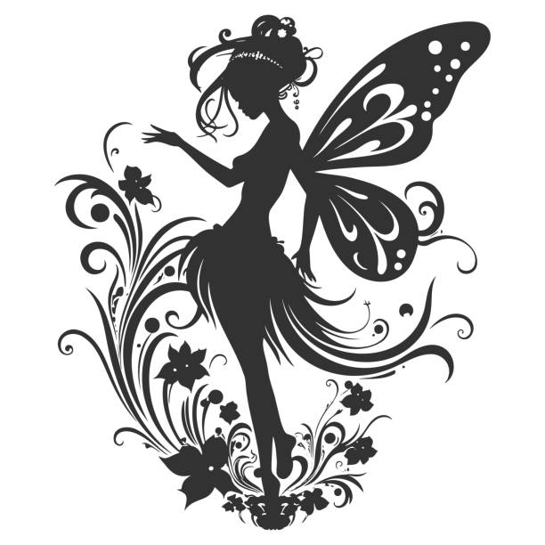 Wing women silhouette elf stock illustrations royalty