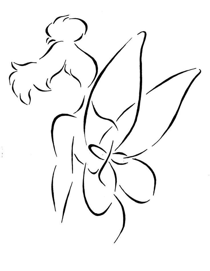 Outline tinkerbell tattoo designs