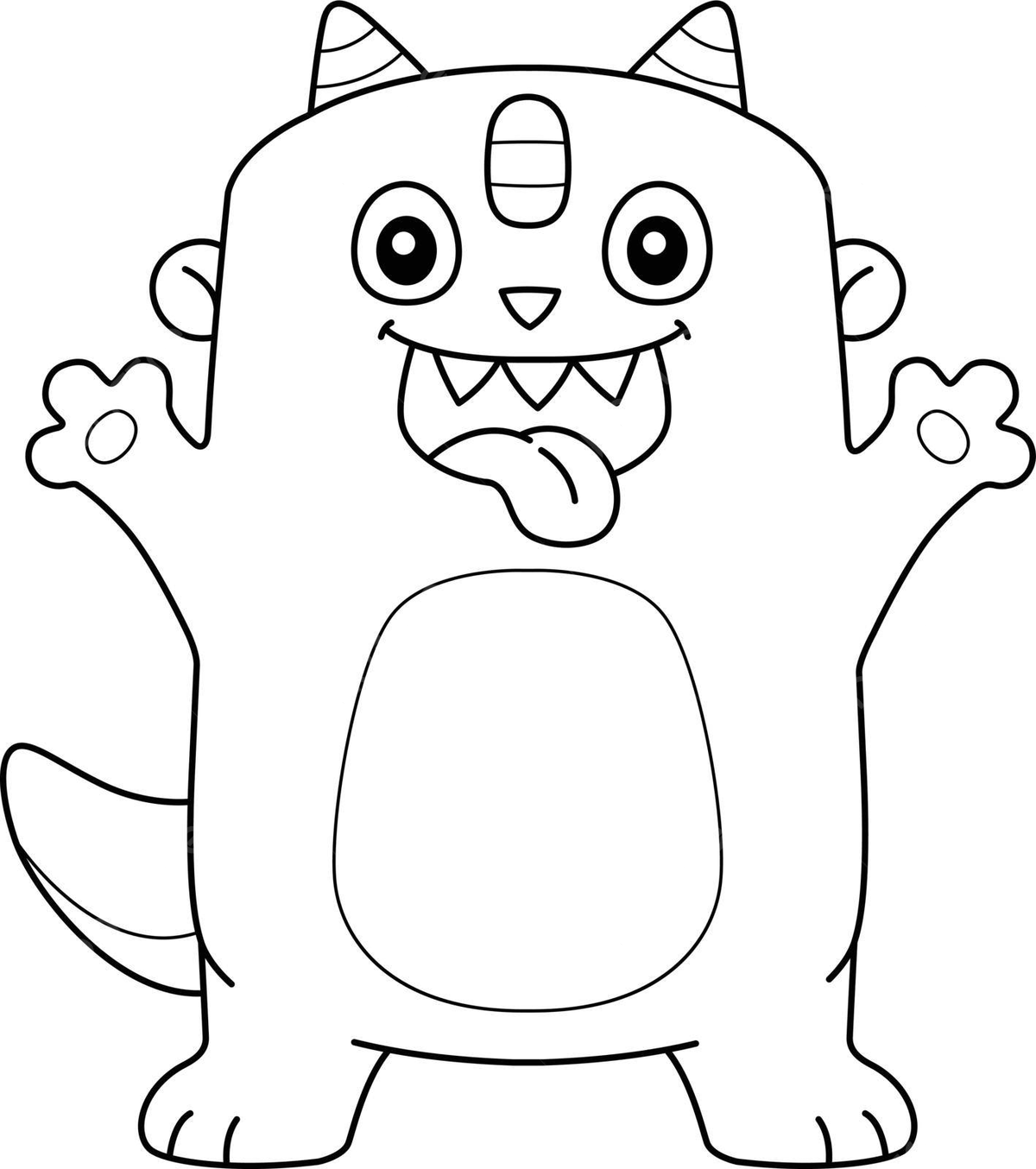 Silly monster coloring page for kids ugly line colouring book vector monster drawing book drawing ring drawing png and vector with transparent background for free download