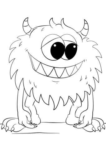 Cute cartoon monster coloring page free printable coloring pages