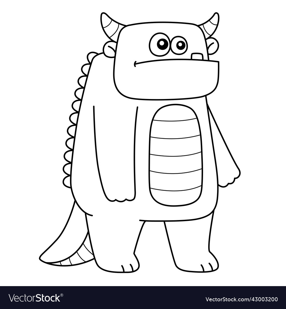 Creepy monster coloring page for kids royalty free vector