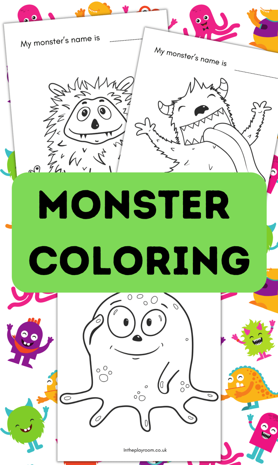 Free printable monster loring pages and activities for kids