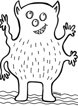 Funny monster coloring sheet by koolkats art bin tpt