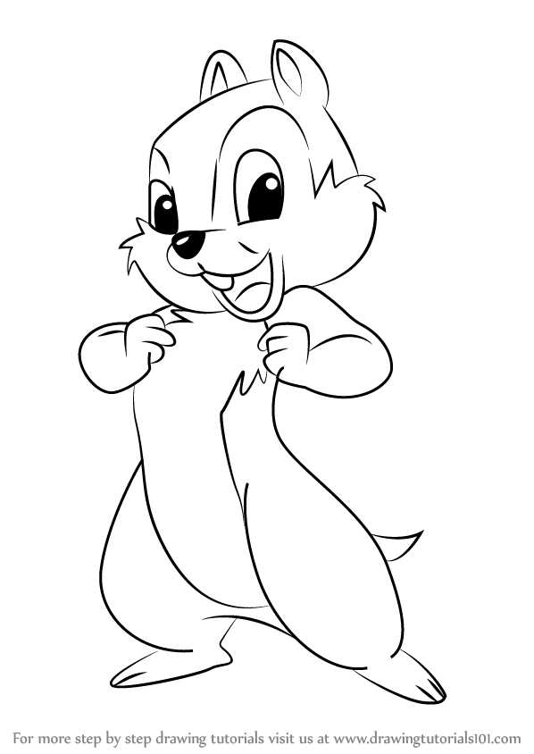 How to draw chip from chip and dale chip n dale step by step cartoon coloring pag disney art drawings disney coloring pag