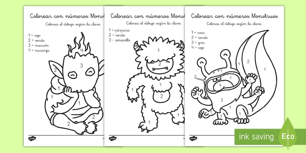 Recurso educativo dibujos para colorear monstruos