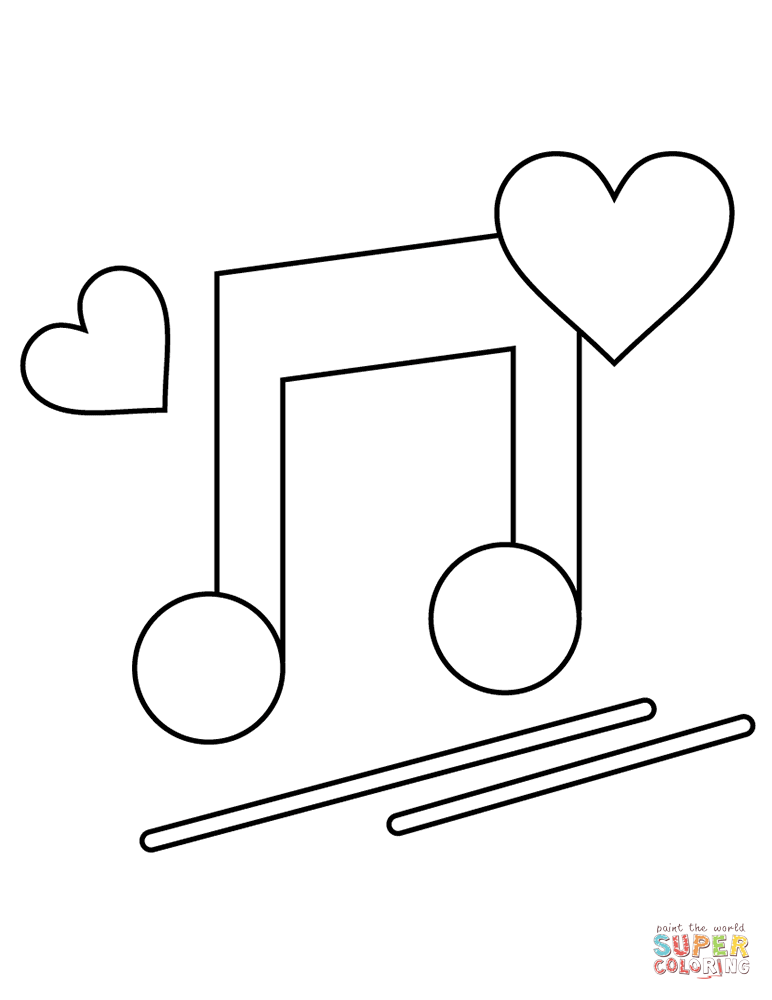 Dibujo de nota musical del dãa de san valentãn para colorear dibujos para colorear imprimir gratis