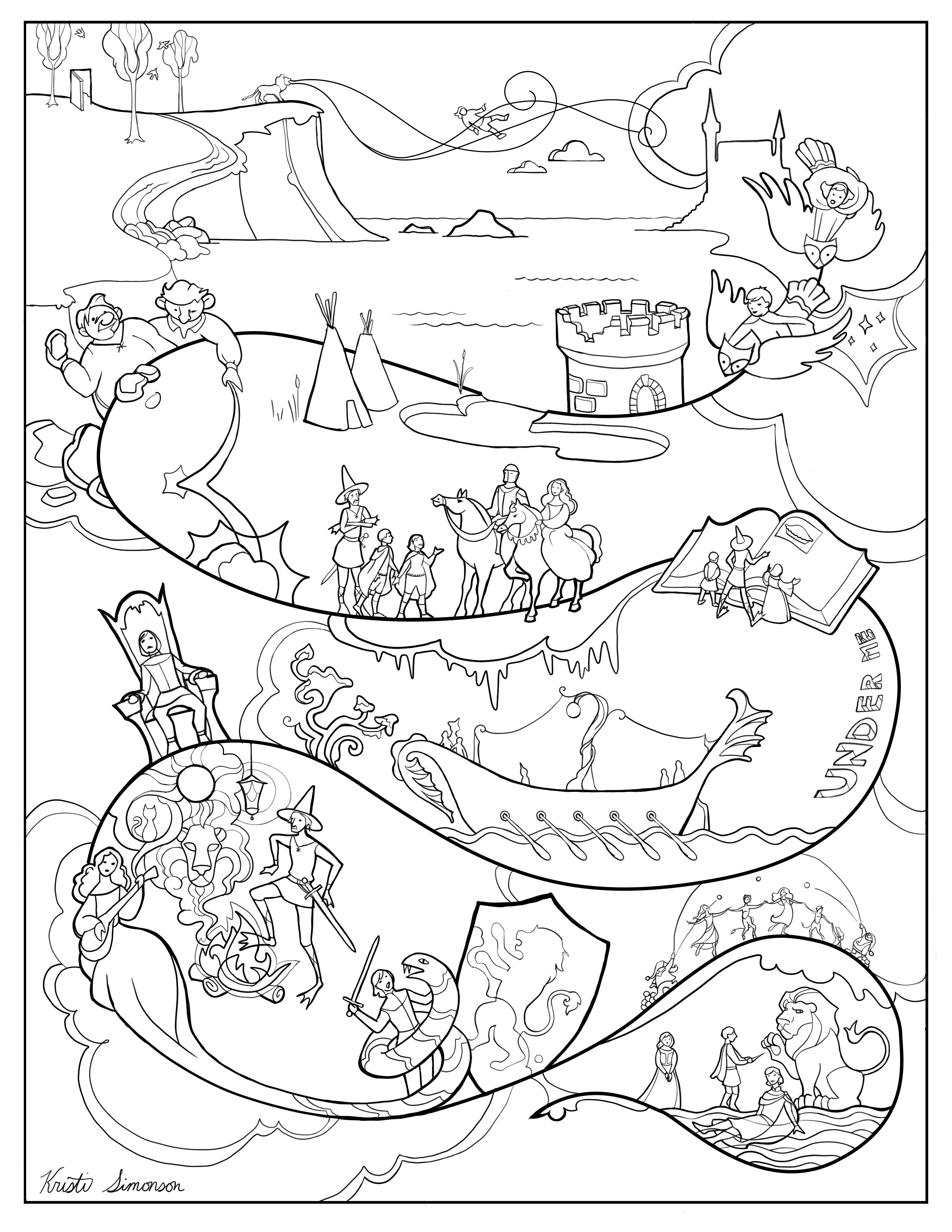 Coloring page from the silver chair the lions call