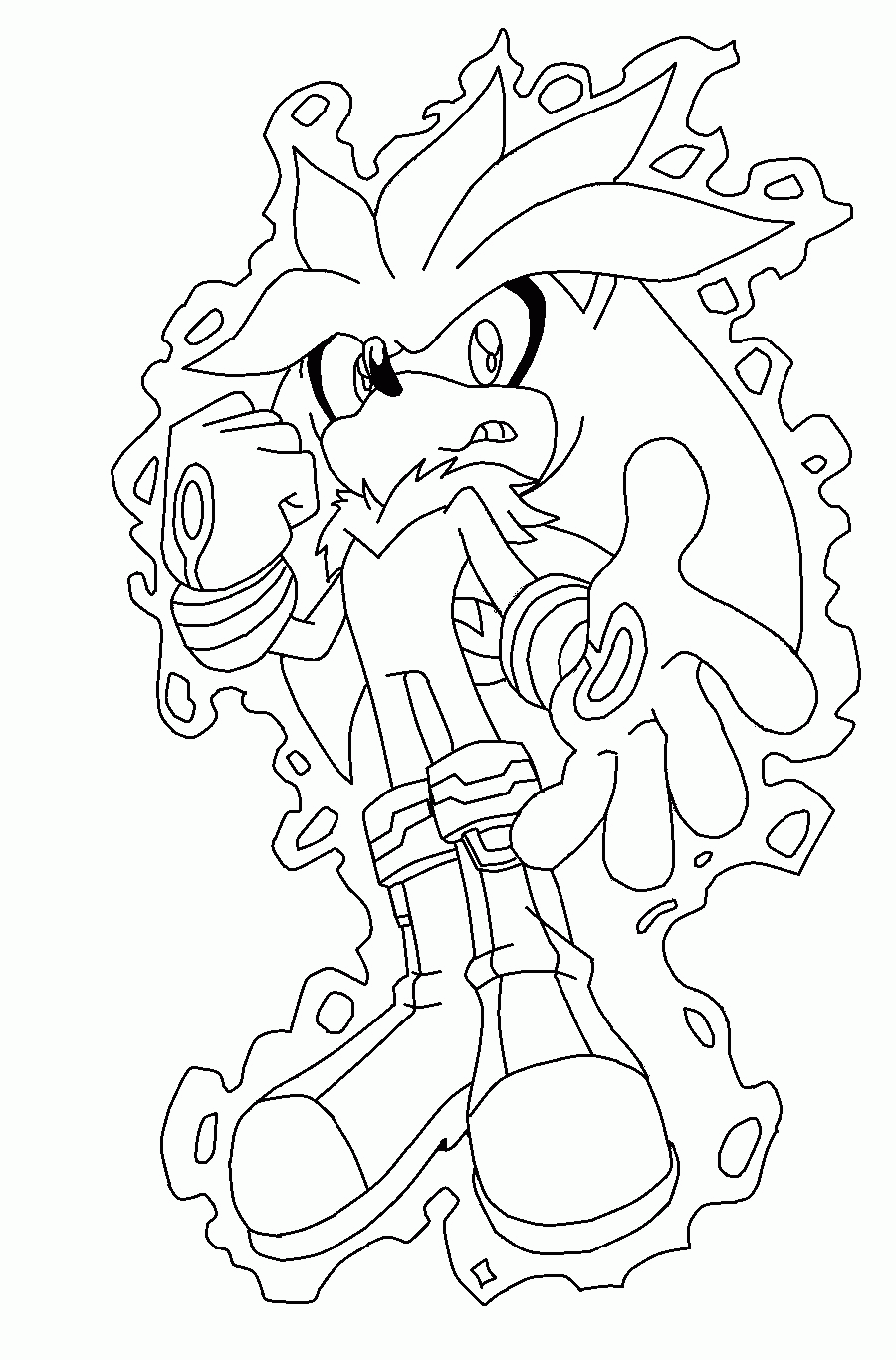 Super sonic shadow and silver coloring pages