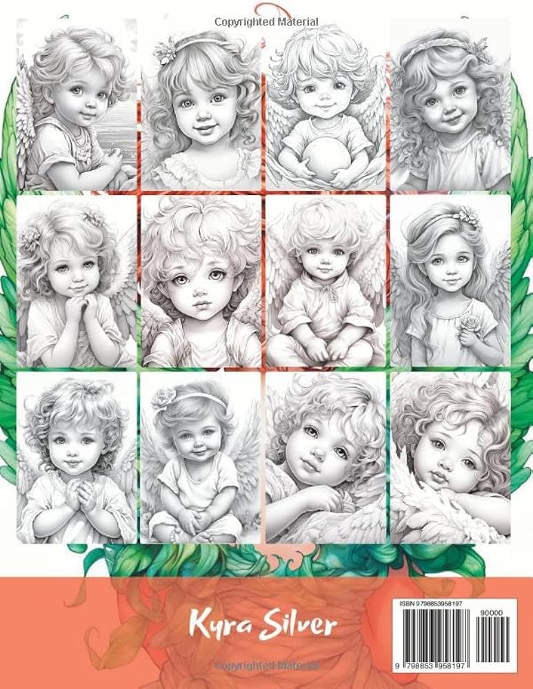 Baby angels coloring book grayscale portraits featuring heavenly children adult coloring book of for relaxation and stress relief angels and fairies coloring books silver kyra books