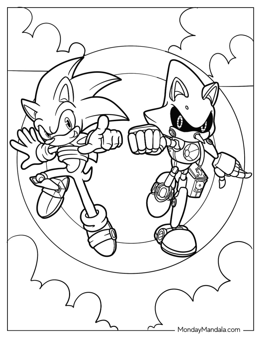 Metal sonic coloring pages free pdf printables