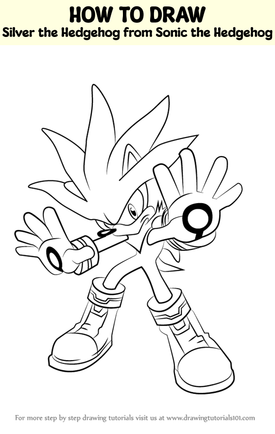 How to draw silver the hedgehog from sonic the hedgehog sonic the hedgehog step by step