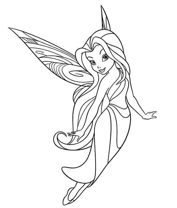 Silvermist flying in disney fairi coloring page