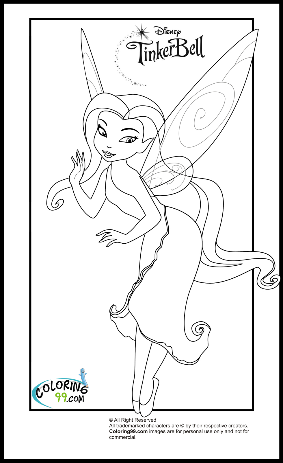 Tinkerbell and friends coloring pages team colors