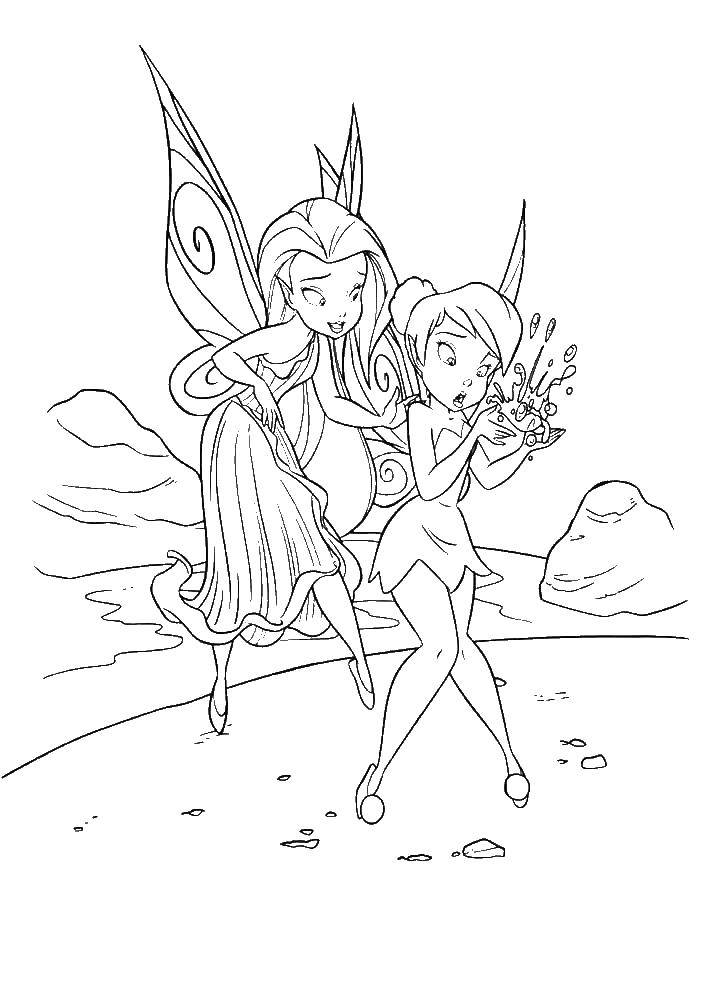 Online coloring pages coloring page tinker bell and silvermist fairies download print coloring page