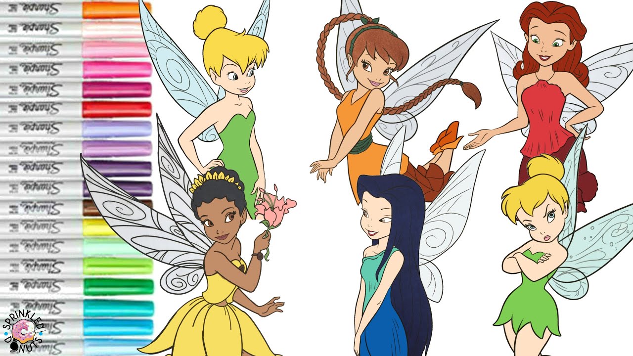 Disney fairies coloring book copilation tinker bell fawn iridessa rosetta and silverist