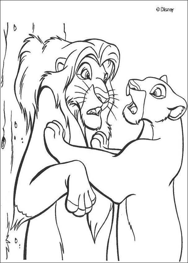 Nala finds simba coloring pages