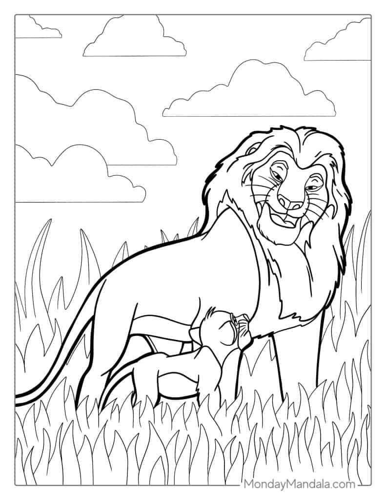 Lion king coloring pages free pdf printables