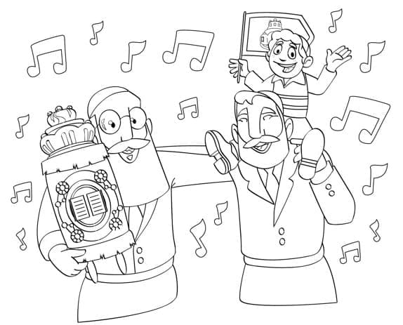 Dancing with the torah coloring page