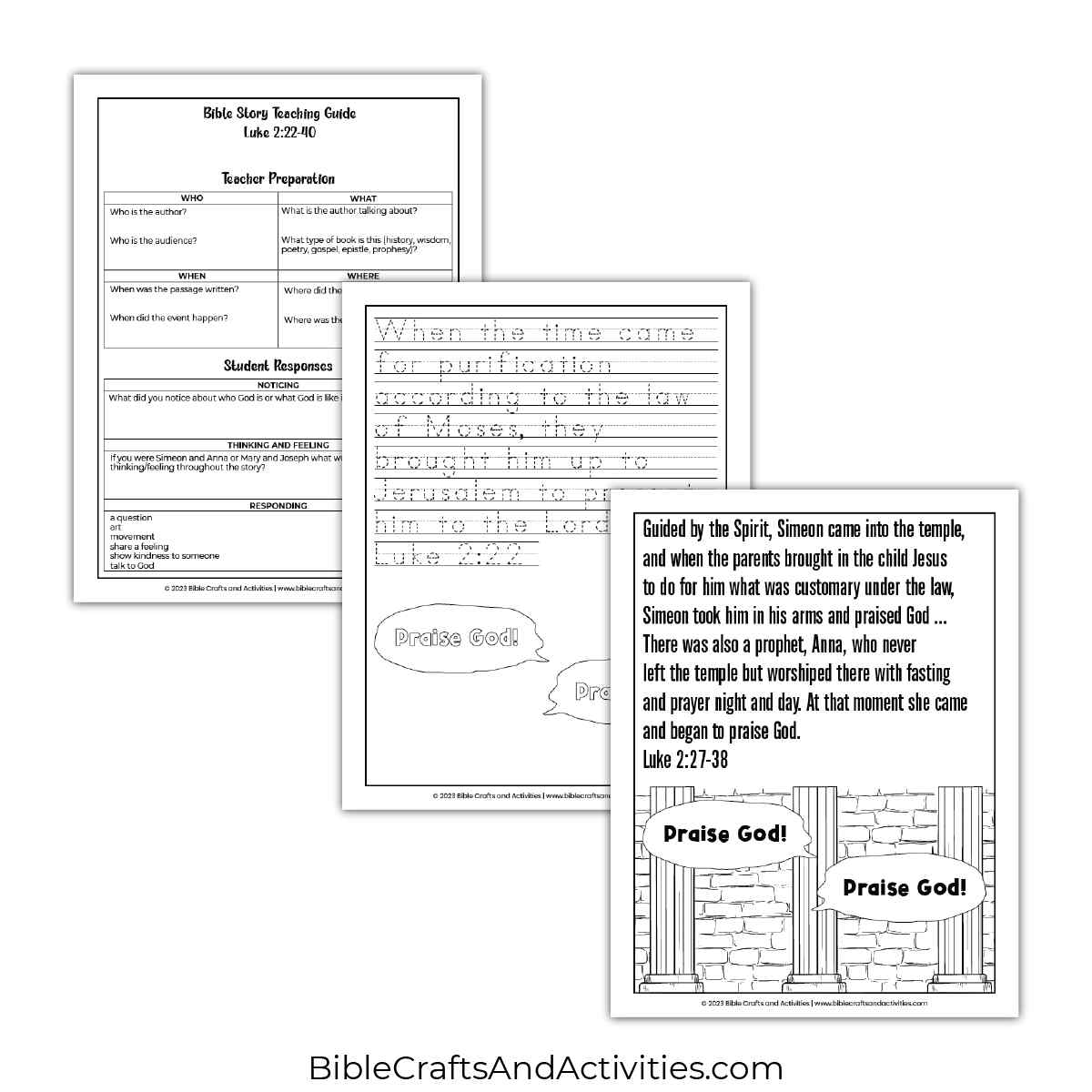 Simeon and anna activity pages