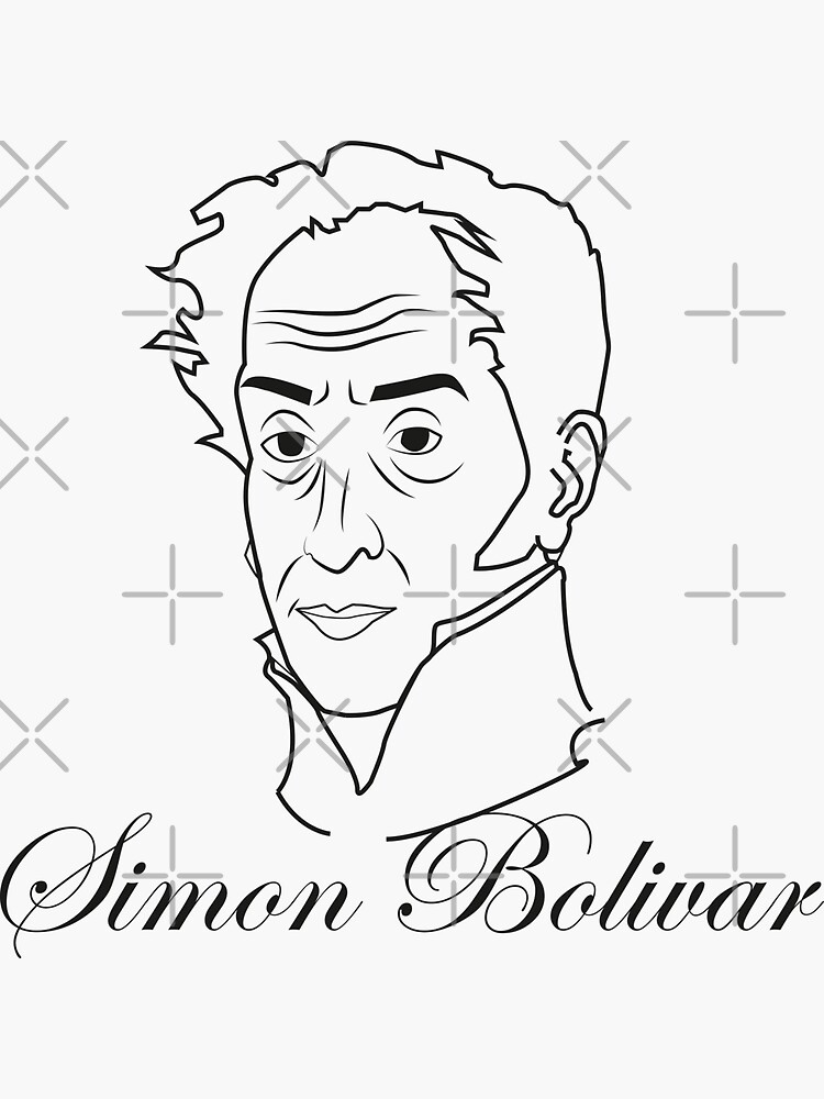 Simon bolivar line art sticker for sale by johnmgr