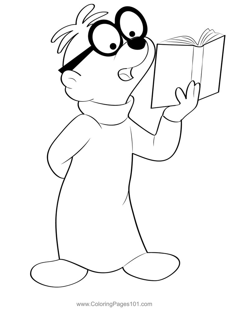 Simon reading book coloring page coloring pages alvin and the chipmunks coloring books