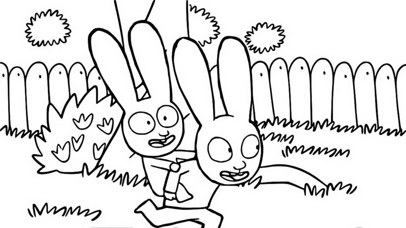 Coloring page simon rabbit simon and gaspard