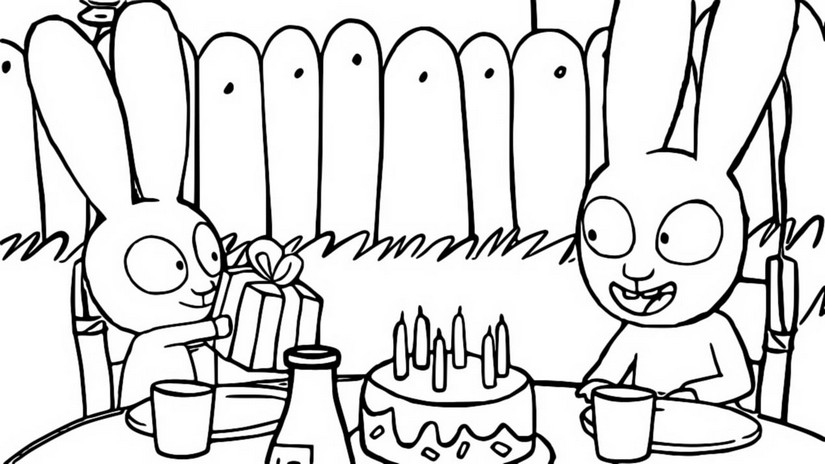 Coloring page simon rabbit simons birthday