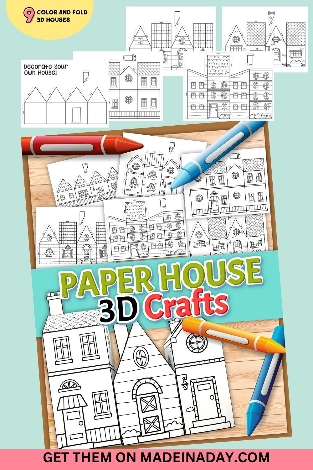 D paper house craft coloring pages d paper houses paper house printable d paper