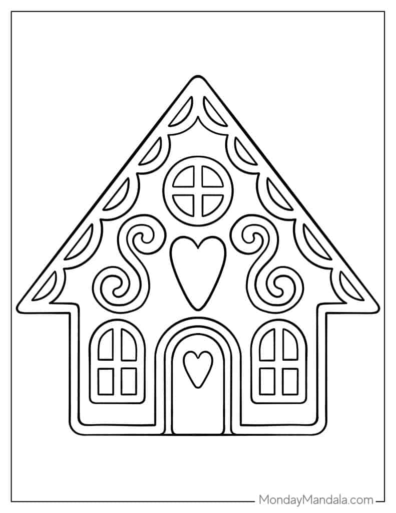 Gingerbread house coloring pages free pdf printables