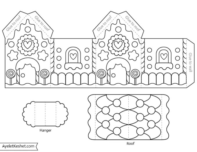 Printable gingerbread house template to color