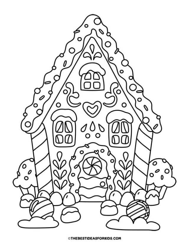 Gingerbread house coloring pages free printables