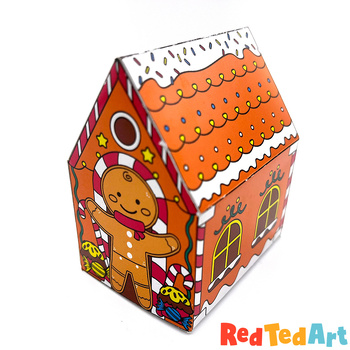 D gingerbread house coloring page d model craft for christmas