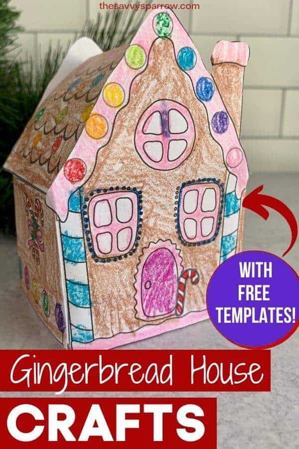 Easy gingerbread house crafts for kids with free printable template