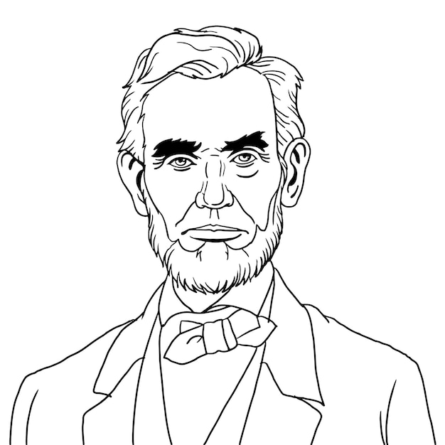 Premium vector line art of abraham lincoln the th president of the united states