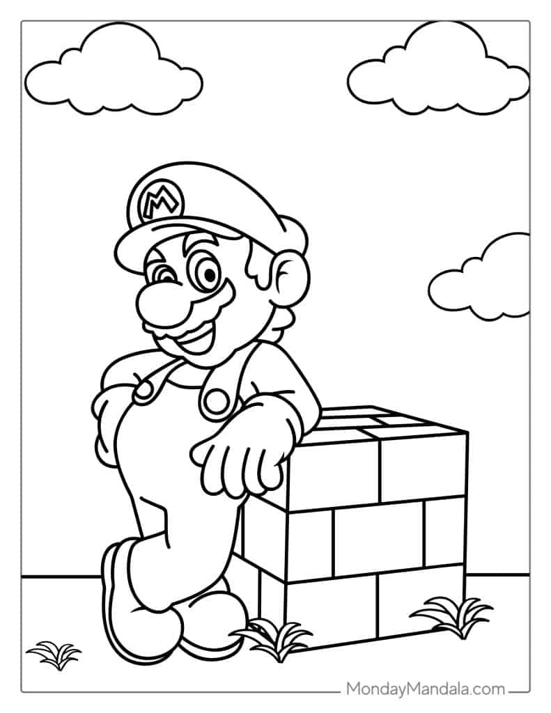 Mario coloring pages free pdf printables