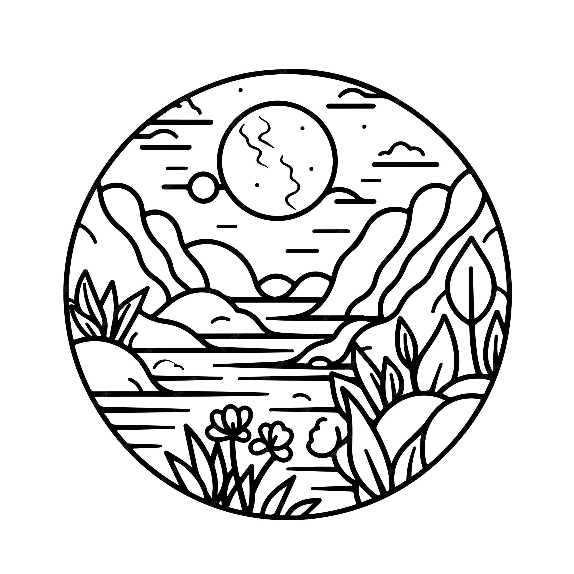 Premium vector sketch hand drawn single line art coloring page nature day