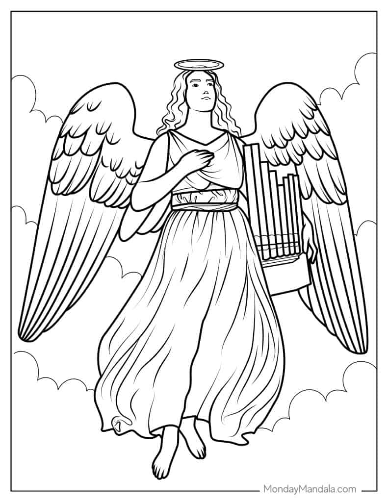 Angel coloring pages free pdf printables