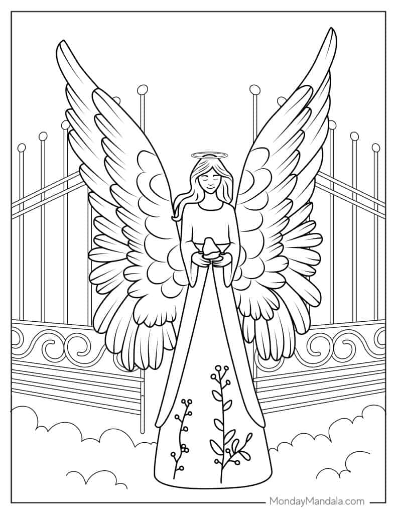 Angel coloring pages free pdf printables