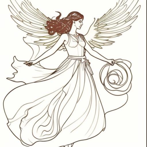 Andreamarques angel drawing black lines simple art black lines fine line fine line coloring book simple lines vector white background black and white