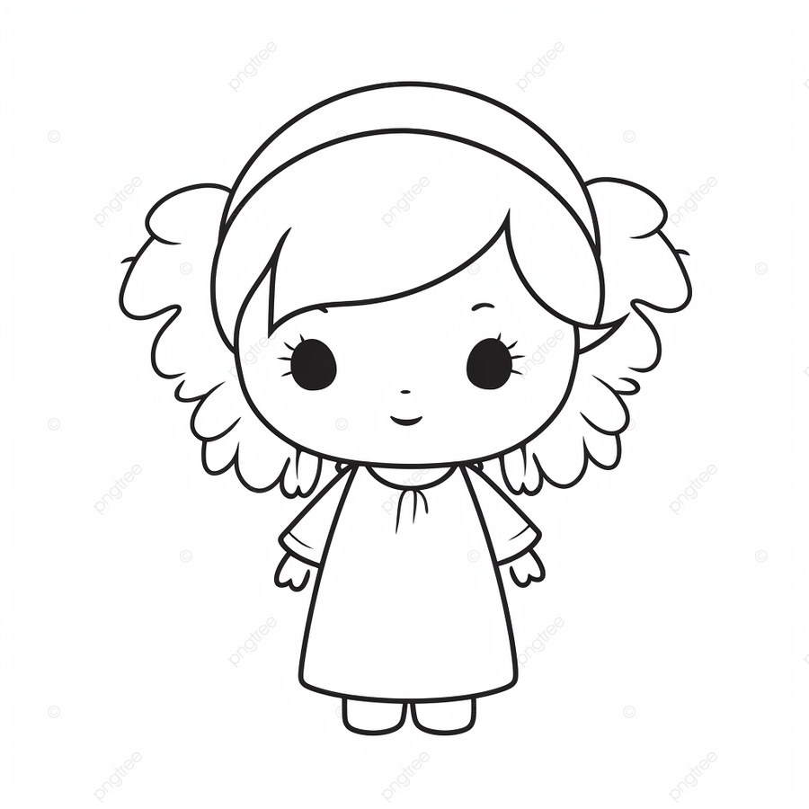 Cute angel coloring page basic simple cute cartoon angel outline isolated on white background children s coloring page png transparent image and clipart for free download