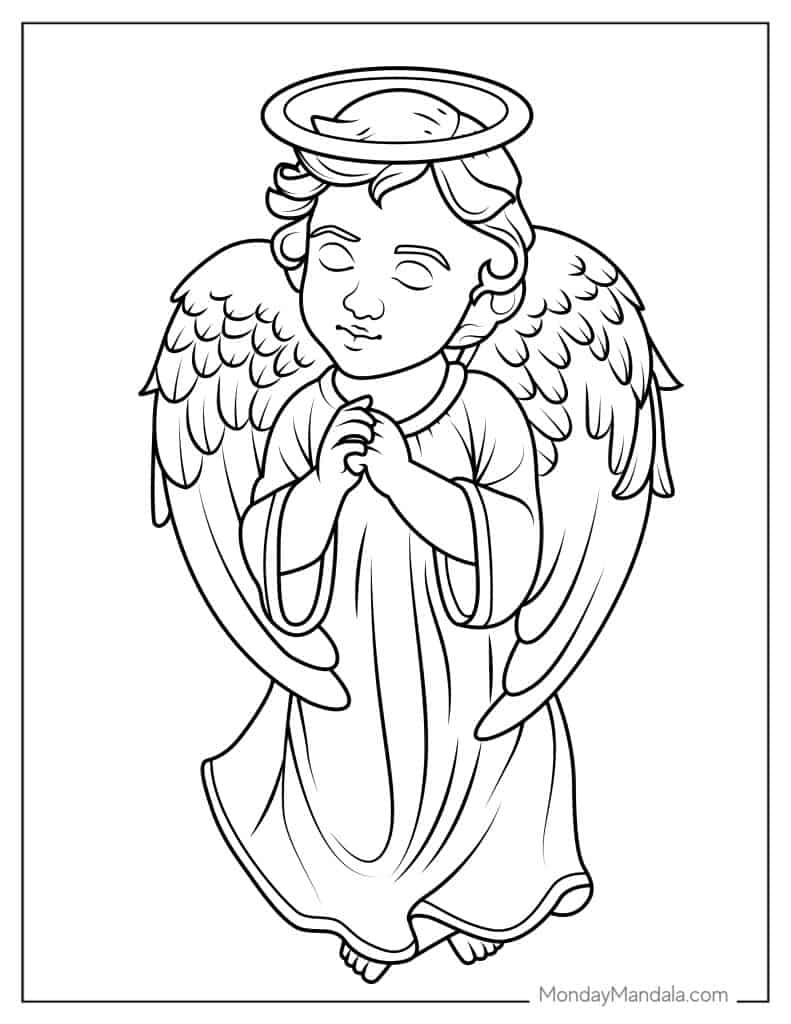 Angel coloring pages free pdf printables