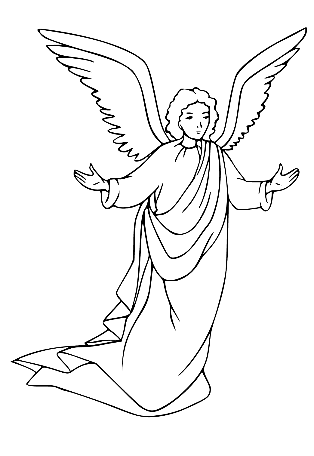 Free printable angel easy coloring page for adults and kids