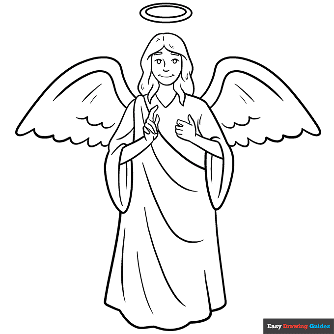 Angel coloring page easy drawing guides