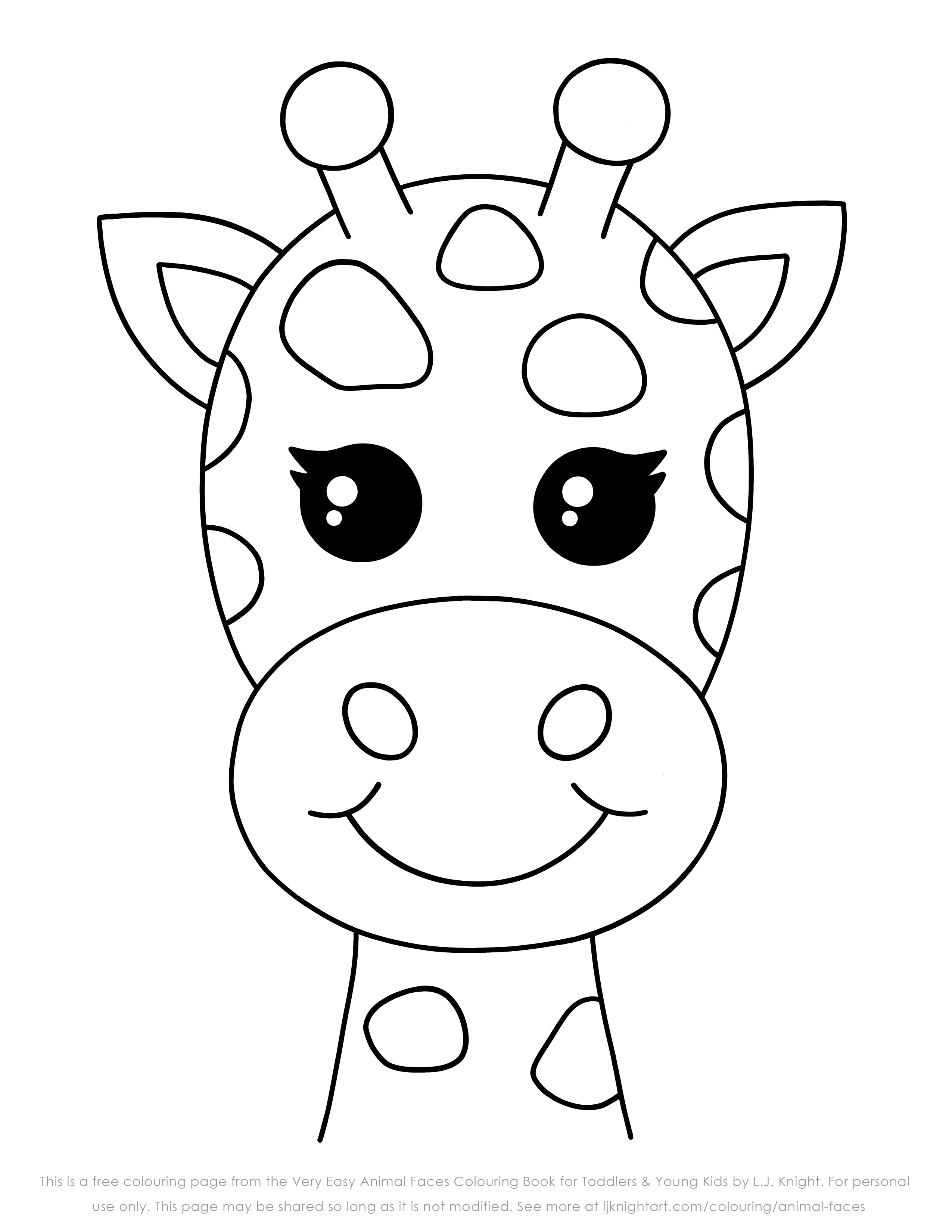 Free easy giraffe colouring page for kids lj knight art