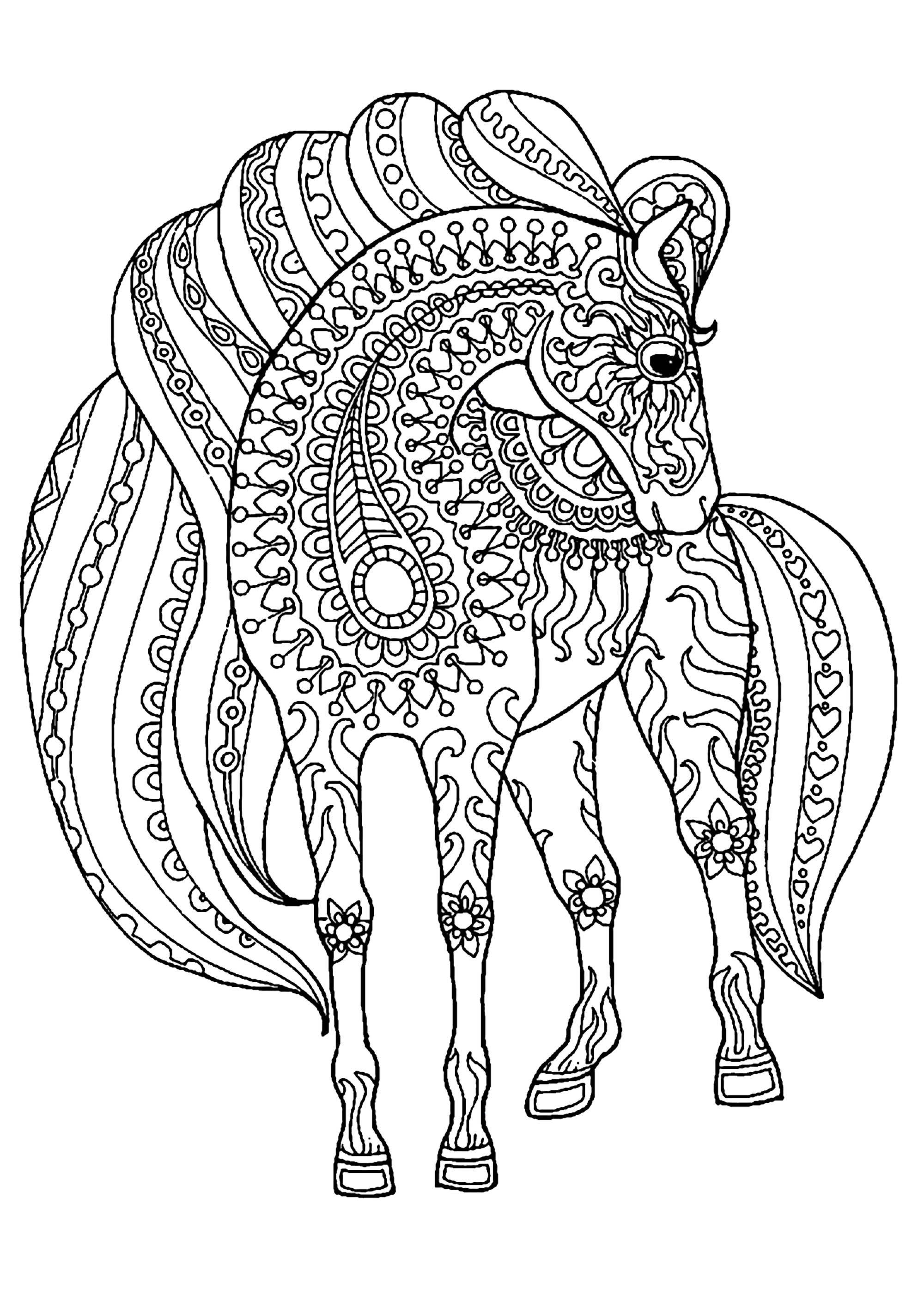 Horse simple zentangle patterns